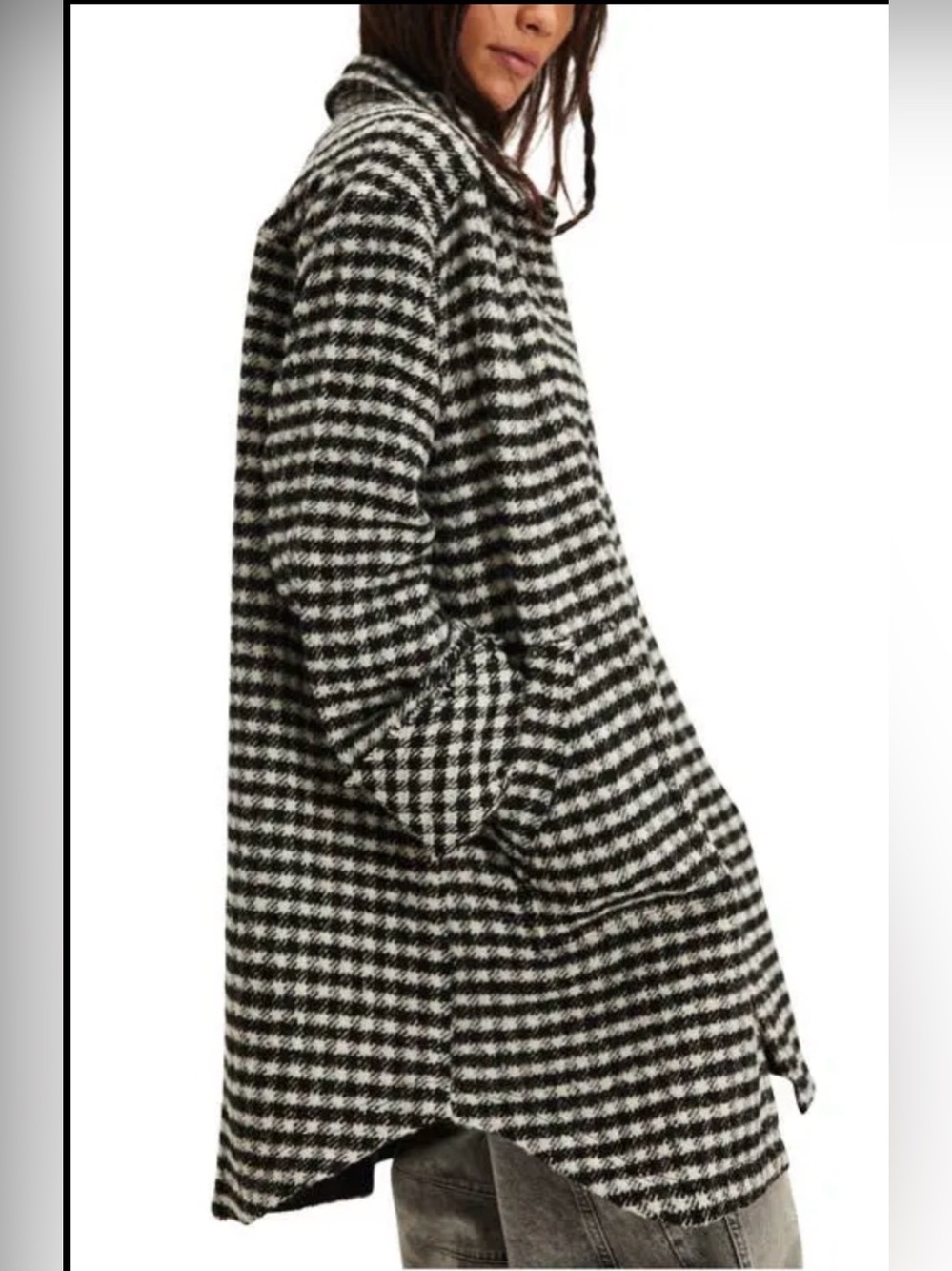 FREE PEOPLE x We The Free Get Around Houndstooth Shirt Jacket size large - Picture 7 of 14